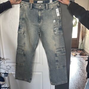 Men's Blue Denim Cargo Pants